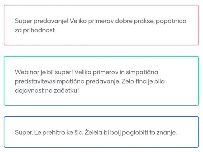 Pričevanja udeležencev webinarja