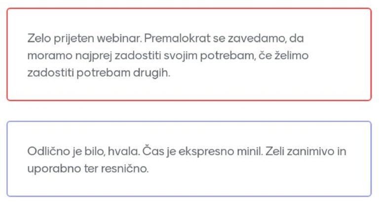 Pričevanja udeležencev webinarja