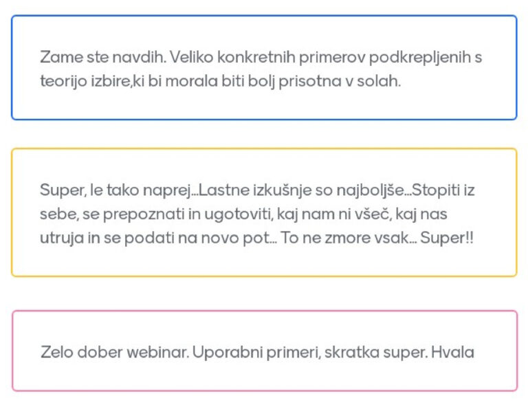 Pričevanja udeležencev webinarja